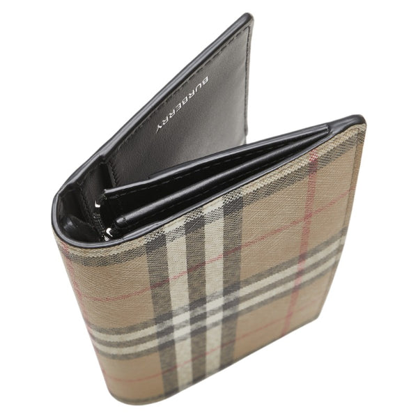バーバリー ノバチェック 長財布 ベージュ ブラック PVC レザー レディース BURBERRY 【中古】
