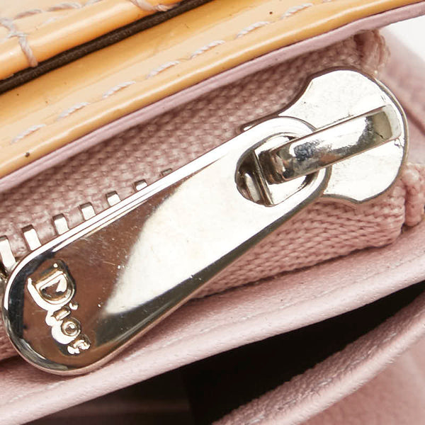 ディオール カナージュ 長財布 チェーン ウォレット オレンジ パテントレザー レディース Dior 【中古】