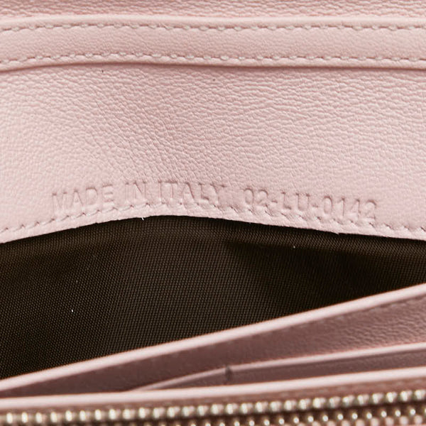 ディオール カナージュ 長財布 チェーン ウォレット オレンジ パテントレザー レディース Dior 【中古】