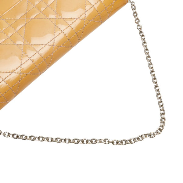 ディオール カナージュ 長財布 チェーン ウォレット オレンジ パテントレザー レディース Dior 【中古】
