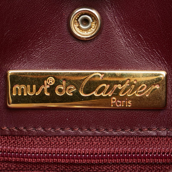 カルティエ マストライン 斜め掛け ショルダーバッグ レッド レザー レディース CARTIER 【中古】