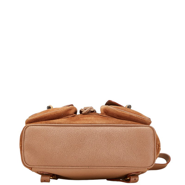グッチ バンブー リュック バックパック 003 2058 0016 ブラウン レザー スエード レディース GUCCI 【中古】