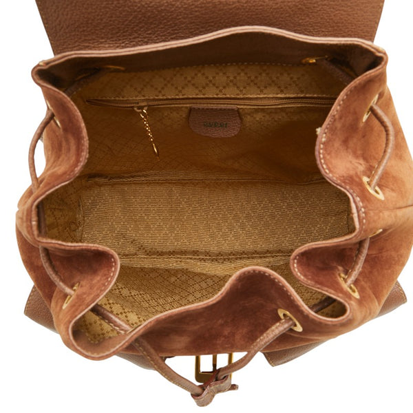 グッチ バンブー リュック バックパック 003 2058 0016 ブラウン レザー スエード レディース GUCCI 【中古】