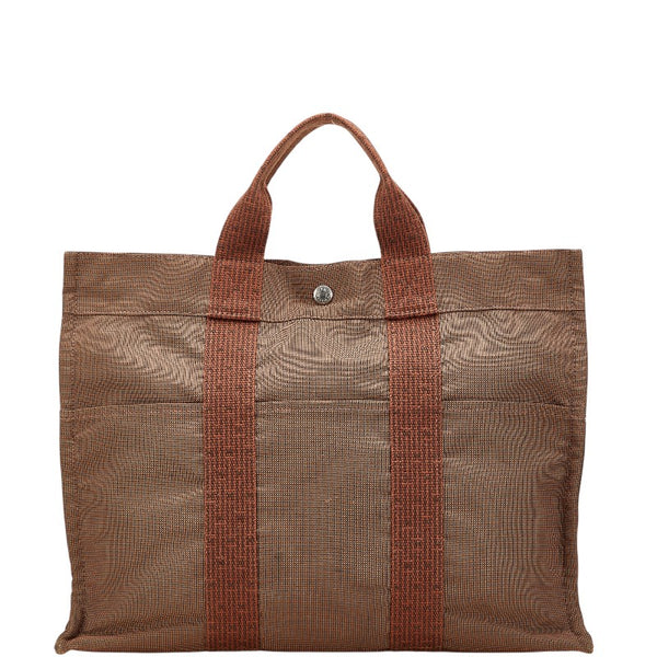 エルメス エールライントートMM トートバッグ ブラウン キャンバス レディース HERMES 【中古】