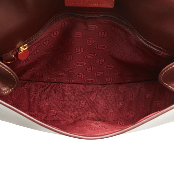 カルティエ マストライン 斜め掛け ショルダーバッグ ワインレッド ボルドー レザー レディース CARTIER 【中古】