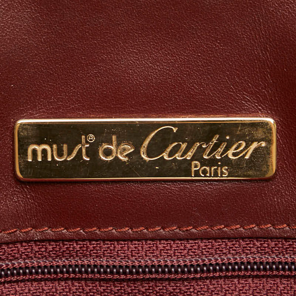 カルティエ マストライン 斜め掛け ショルダーバッグ ワインレッド ボルドー レザー レディース CARTIER 【中古】