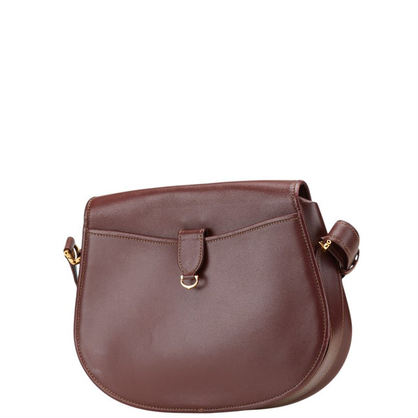 カルティエ マストライン 斜め掛け ショルダーバッグ ワインレッド ボルドー レザー レディース CARTIER 【中古】