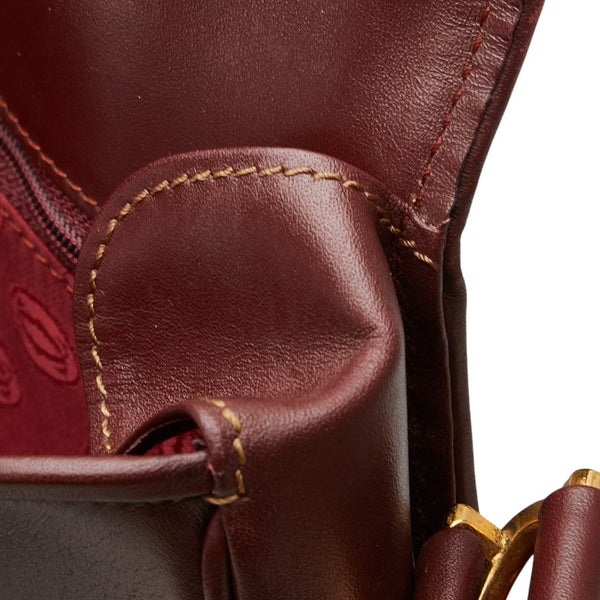 カルティエ マストライン 斜め掛け ショルダーバッグ ワインレッド ボルドー レザー レディース CARTIER 【中古】