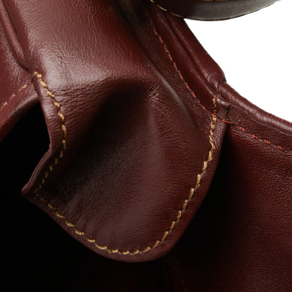 カルティエ マストライン 斜め掛け ショルダーバッグ ワインレッド ボルドー レザー レディース CARTIER 【中古】