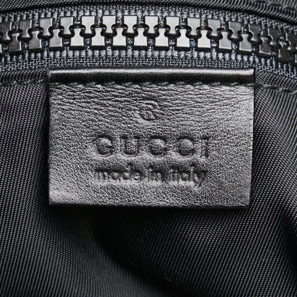 グッチ シェリーライン インターロッキングG ハンドバッグ ショルダーバッグ 181063 ブラック ナイロン レザー レディース GUCCI 【中古】