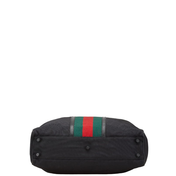 グッチ シェリーライン インターロッキングG ハンドバッグ ショルダーバッグ 181063 ブラック ナイロン レザー レディース GUCCI 【中古】