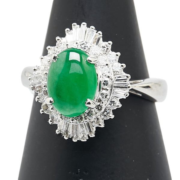 Pt900 プラチナ ヒスイ1.41ct ダイヤ0.55ct リング 指輪 レディース 8.5号 【中古】