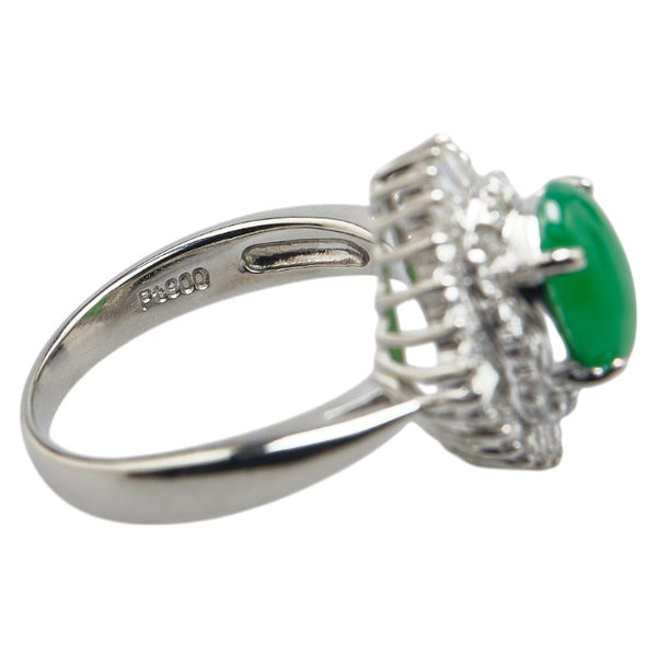 Pt900 プラチナ ヒスイ1.41ct ダイヤ0.55ct リング 指輪 レディース 8.5号 【中古】