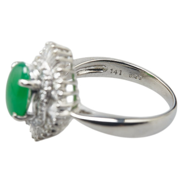 Pt900 プラチナ ヒスイ1.41ct ダイヤ0.55ct リング 指輪 レディース 8.5号 【中古】