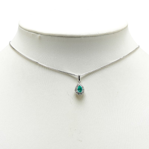 Pt900 プラチナ Pt850 プラチナ エメラルド0.40ct ダイヤ0.24ct ペンダントネックレス レディース 【中古】