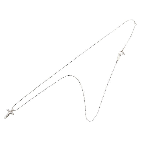 Pt900 プラチナ Pt850 プラチナ ダイヤ0.21ct Take up クロス 十字架 モチーフ ネックレス レディース 【中古】