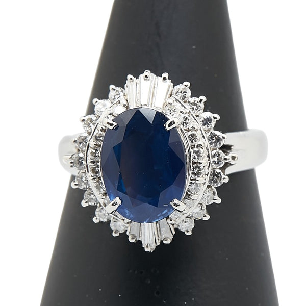 Pt900 プラチナ サファイア2.22ct ダイヤ0.46ct リング 指輪 レディース 8号 【中古】