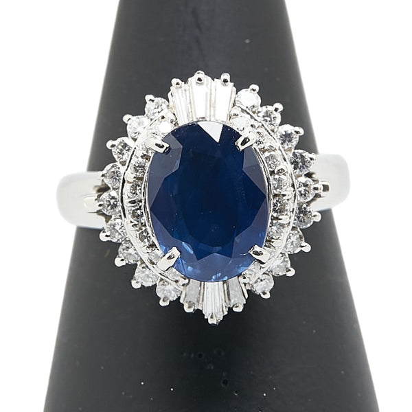 Pt900 プラチナ サファイア2.22ct ダイヤ0.46ct リング 指輪 レディース 8号 【中古】