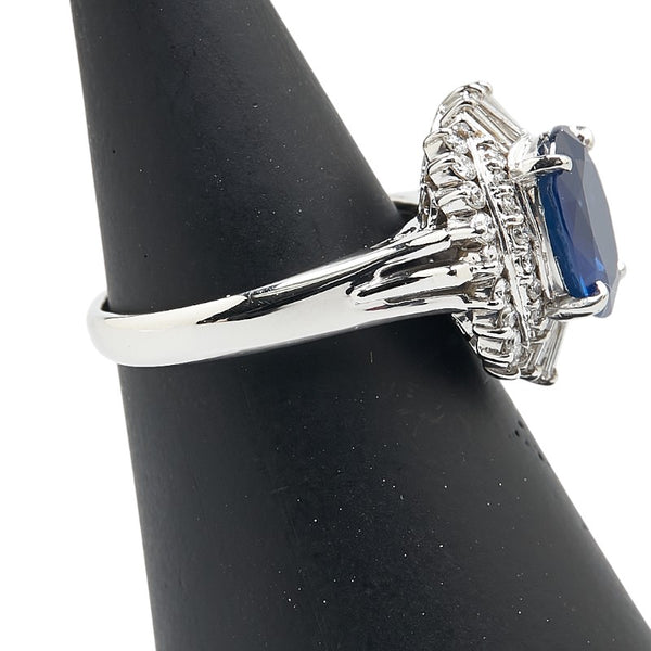 Pt900 プラチナ サファイア2.22ct ダイヤ0.46ct リング 指輪 レディース 8号 【中古】