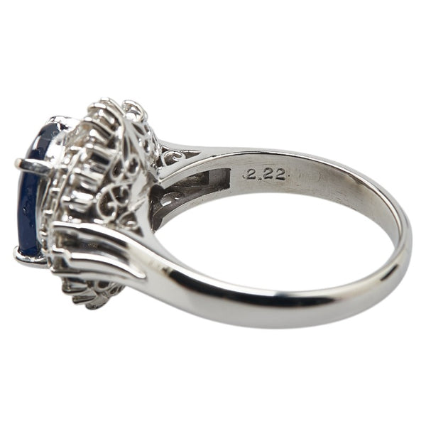 Pt900 プラチナ サファイア2.22ct ダイヤ0.46ct リング 指輪 レディース 8号 【中古】