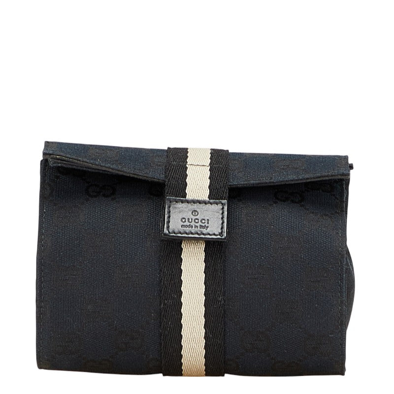 グッチ GGキャンバス ポーチ 039 0991 ブラック キャンバス レザー レディース GUCCI 【中古】