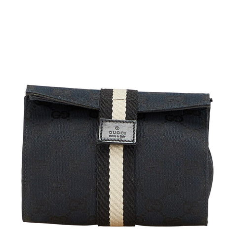 グッチ GGキャンバス ポーチ 039 0991 ブラック キャンバス レザー レディース GUCCI 【中古】