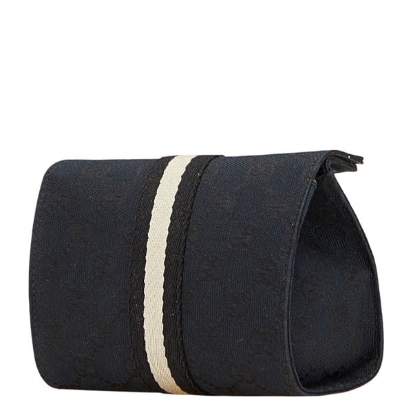 グッチ GGキャンバス ポーチ 039 0991 ブラック キャンバス レザー レディース GUCCI 【中古】