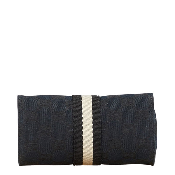 グッチ GGキャンバス ポーチ 039 0991 ブラック キャンバス レザー レディース GUCCI 【中古】