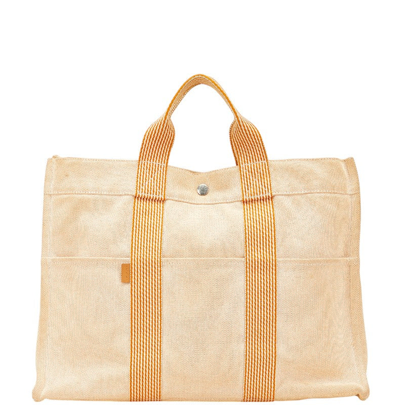 エルメス ニュー フールトゥ トートMM ハンドバッグ トートバッグ オレンジ キャンバス レディース HERMES 【中古】