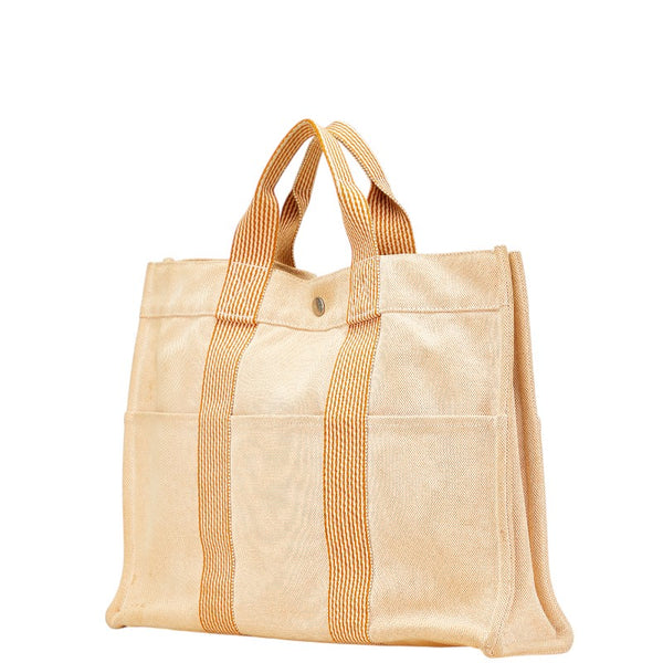 エルメス ニュー フールトゥ トートMM ハンドバッグ トートバッグ オレンジ キャンバス レディース HERMES 【中古】