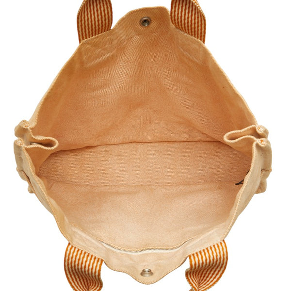 エルメス ニュー フールトゥ トートMM ハンドバッグ トートバッグ オレンジ キャンバス レディース HERMES 【中古】