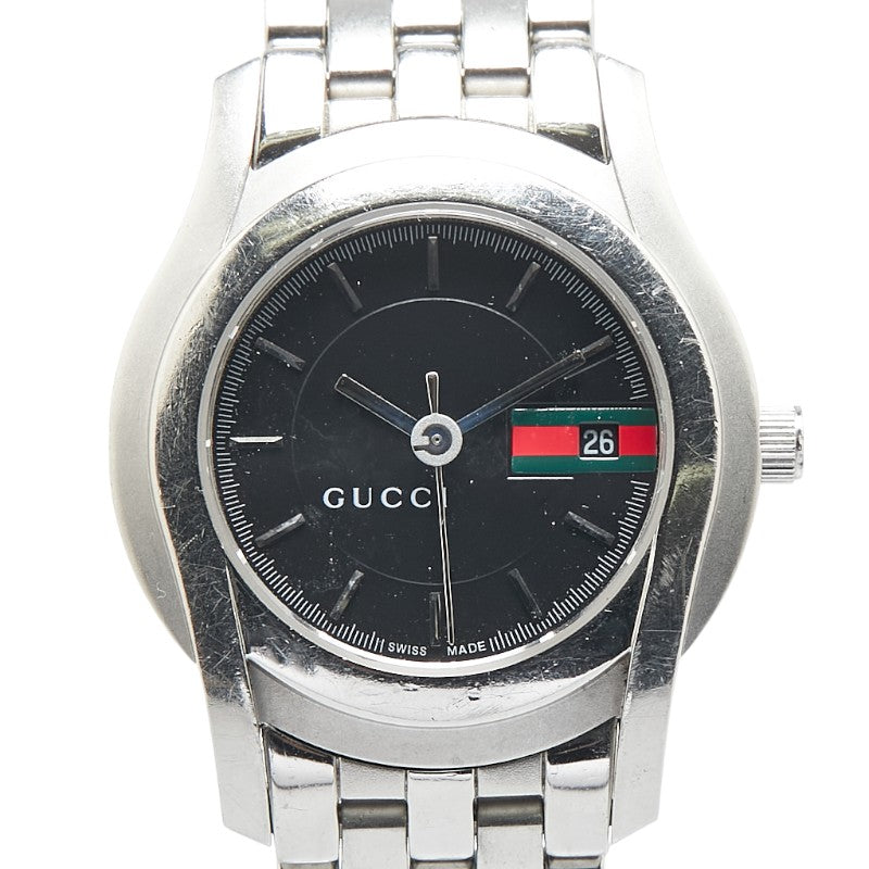 グッチ 腕時計 YA055514 5500L クオーツ ブラック文字盤 ステンレススチール メンズ GUCCI 【中古】
