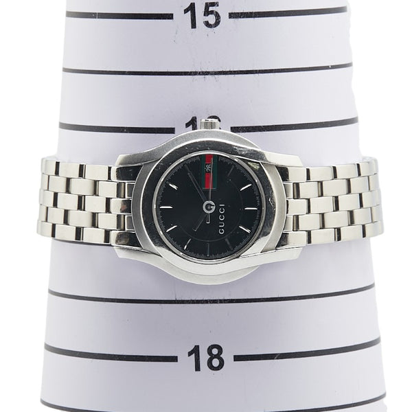 グッチ 腕時計 YA055514 5500L クオーツ ブラック文字盤 ステンレススチール メンズ GUCCI 【中古】