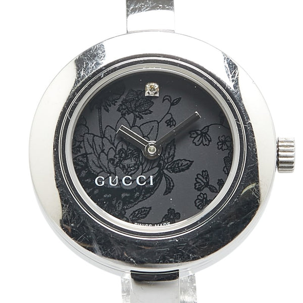 グッチ フローラ フラワー 花 腕時計 105 クオーツ ブラック文字盤 ステンレススチール メンズ GUCCI 【中古】