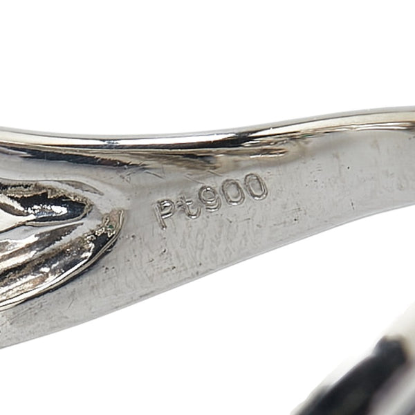 Pt900 プラチナ エメラルド ダイヤ0.04ct 四つ葉 クローバー モチーフ リング 指輪 レディース 11号 【中古】