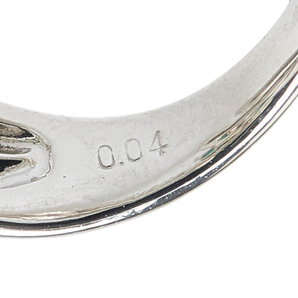 Pt900 プラチナ エメラルド ダイヤ0.04ct 四つ葉 クローバー モチーフ リング 指輪 レディース 11号 【中古】