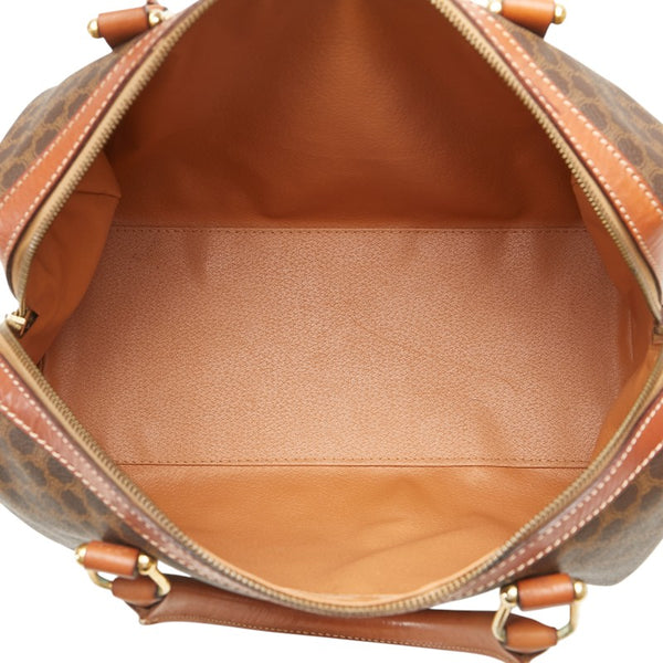 セリーヌ マカダム ハンドバッグ ボストンバッグ ブラウン PVC レザー レディース CELINE 【中古】