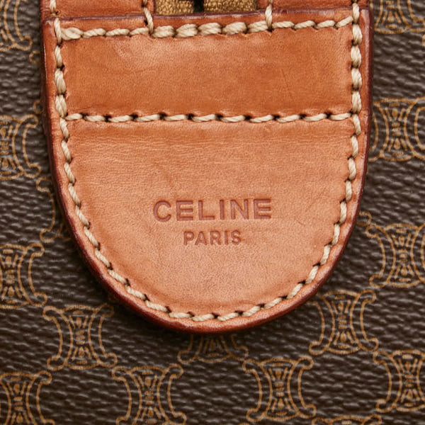 セリーヌ マカダム ハンドバッグ ボストンバッグ ブラウン PVC レザー レディース CELINE 【中古】