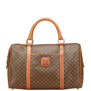 セリーヌ マカダム ハンドバッグ ボストンバッグ ブラウン PVC レザー レディース CELINE 【中古】