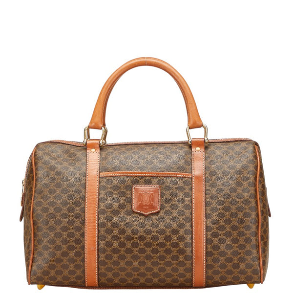 セリーヌ マカダム ハンドバッグ ボストンバッグ ブラウン PVC レザー レディース CELINE 【中古】