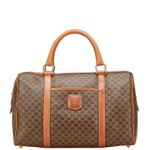 セリーヌ マカダム ハンドバッグ ボストンバッグ ブラウン PVC レザー レディース CELINE 【中古】