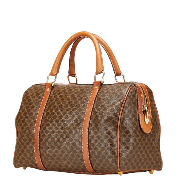 セリーヌ マカダム ハンドバッグ ボストンバッグ ブラウン PVC レザー レディース CELINE 【中古】