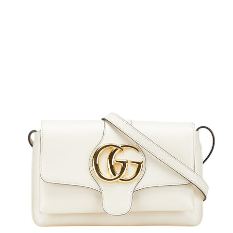 グッチ GGマーモント ショルダーバッグ 550129 ホワイト ゴールド レザー レディース GUCCI 【中古】