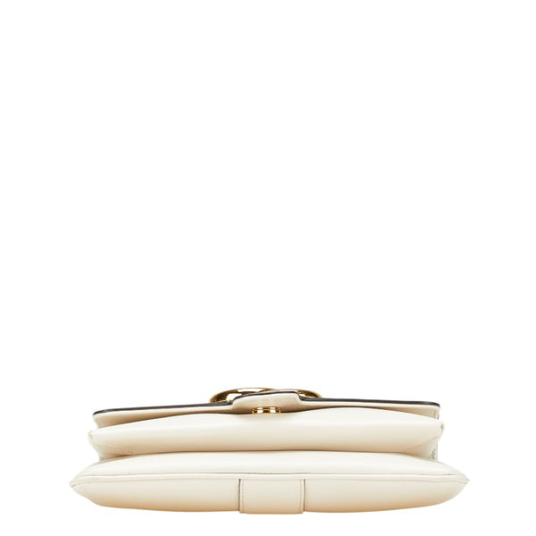 グッチ GGマーモント ショルダーバッグ 550129 ホワイト ゴールド レザー レディース GUCCI 【中古】