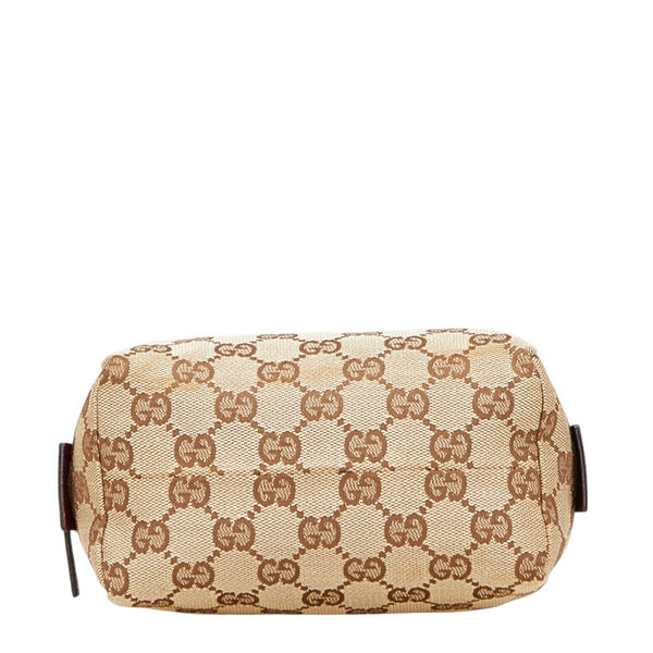 グッチ GGキャンバス ポーチ 29595 ベージュ ワインレッド キャンバス レザー レディース GUCCI 【中古】