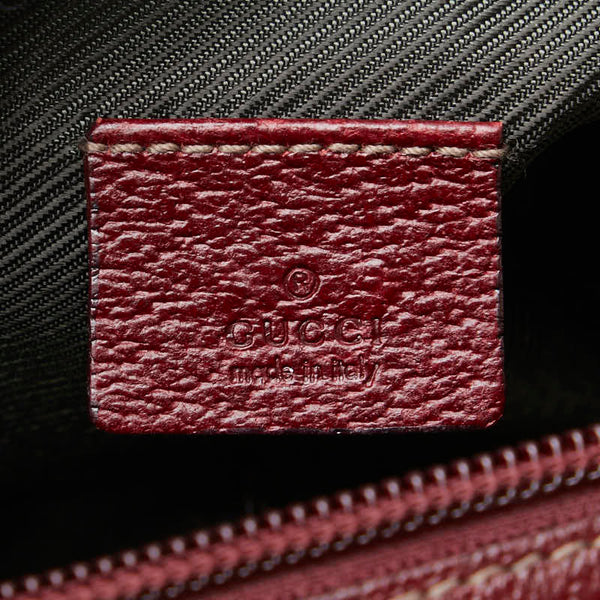 グッチ GGキャンバス ポーチ 29595 ベージュ ワインレッド キャンバス レザー レディース GUCCI 【中古】
