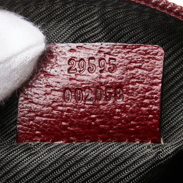 グッチ GGキャンバス ポーチ 29595 ベージュ ワインレッド キャンバス レザー レディース GUCCI 【中古】