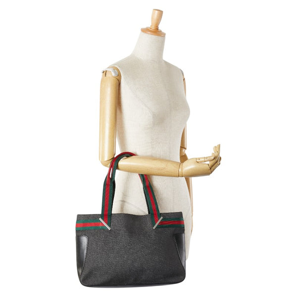 グッチ シェリーライン ショルダーバッグ トートバッグ 73983 ブラック マルチカラー デニム レザー レディース GUCCI 【中古】