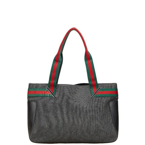 グッチ シェリーライン ショルダーバッグ トートバッグ 73983 ブラック マルチカラー デニム レザー レディース GUCCI 【中古】