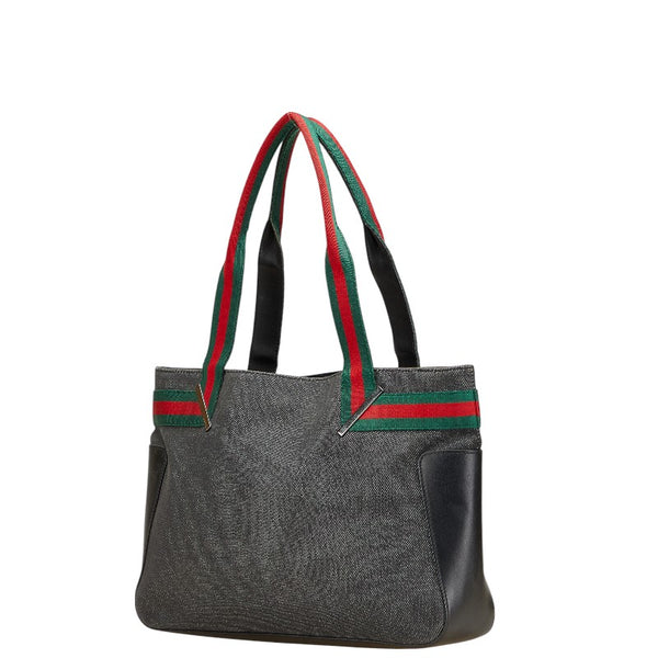 グッチ シェリーライン ショルダーバッグ トートバッグ 73983 ブラック マルチカラー デニム レザー レディース GUCCI 【中古】